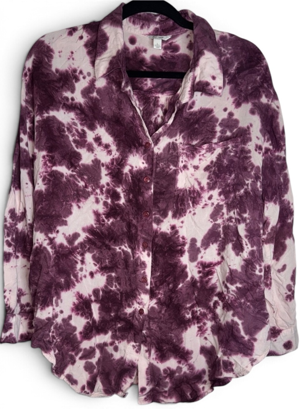 Women’s Tie-Dye Button-Up‎ Shirt -Purple boho western cowgirl hippie style